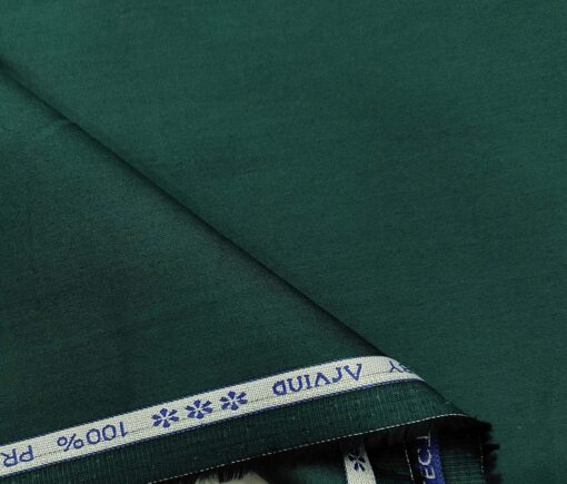Arvind Men's Cotton Solids Satin 1.60 Meter Unstitched Shirt Fabric (Dark Sea Green)