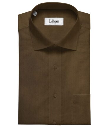 Arvind Men's Cotton Solids Satin 1.60 Meter Unstitched Shirt Fabric (Dark Walnut Brown)