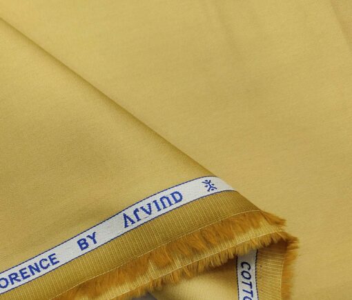 Arvind Men's Cotton Solids Satin 1.60 Meter Unstitched Shirt Fabric (Fawn Beige)