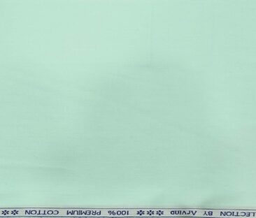 Arvind Men's Cotton Solids Satin 1.60 Meter Unstitched Shirt Fabric (Mint Green)