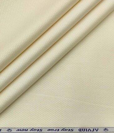 Arvind Men's Cotton Structured 1.60 Meter Unstitched Shirt Fabric (Cream)
