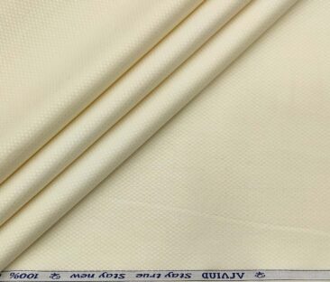 Arvind Men's Cotton Structured 1.60 Meter Unstitched Shirt Fabric (Cream)