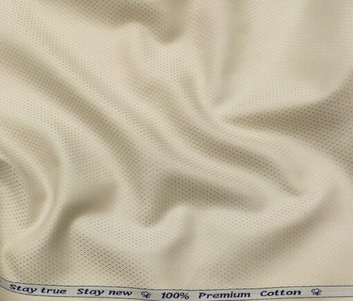 Arvind Men's Cotton Structured 1.60 Meter Unstitched Shirt Fabric (Egg Nog Beige)