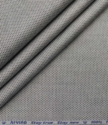 Arvind Men's Cotton Structured 1.60 Meter Unstitched Shirt Fabric (White & Black)