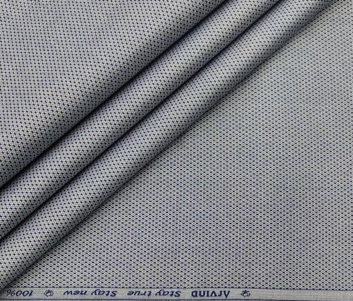 Arvind Men's Cotton Structured 1.60 Meter Unstitched Shirt Fabric (White & Dark Blue)