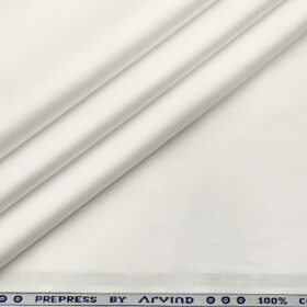 Arvind Men's Cotton Solids 1.60 Meter Unstitched Shirt Fabric (White)