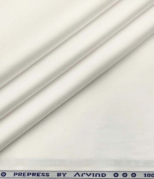 Arvind Men's Cotton Solids 1.60 Meter Unstitched Shirt Fabric (White)