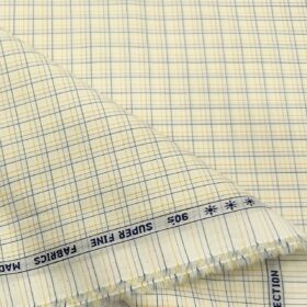 Arvind Men's Cotton Checks 1.60 Meter Unstitched Shirt Fabric (Cream)