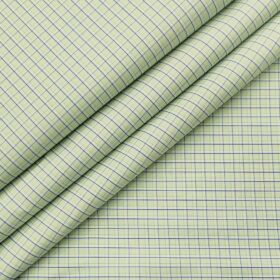 Arvind Men's Cotton Checks 1.60 Meter Unstitched Shirt Fabric (Light Green)