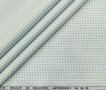 Arvind Men's Cotton Checks 1.60 Meter Unstitched Shirt Fabric (White)