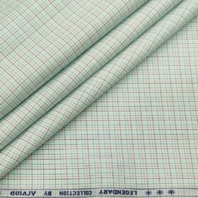 Arvind Men's Cotton Checks 1.60 Meter Unstitched Shirt Fabric (White)