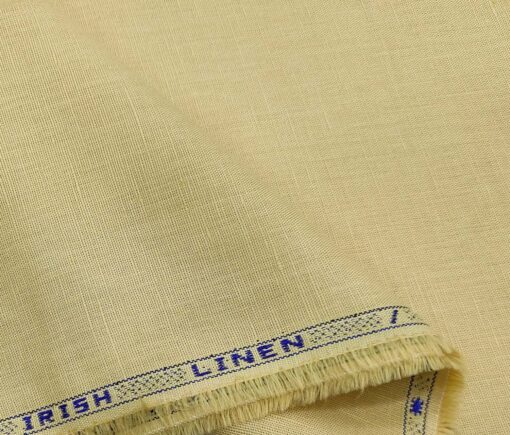 Arvind Men's Cotton Linen Self Design Unstitched Shirt Fabric (Egg Nog Beige)
