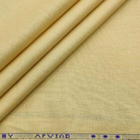 Arvind Men's Cotton Linen Self Design Unstitched Shirt Fabric (Egg Nog Beige)