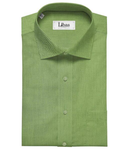 Arvind Men's Cotton Linen Self Design Unstitched Shirt Fabric (Olive Green)