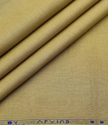 Arvind Men's Cotton Linen Self Design Unstitched Shirt Fabric (Sand Castle Beige)