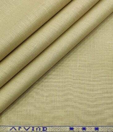 Arvind Men's Cotton Linen Self Design Unstitched Shirt Fabric (Tan Beige)