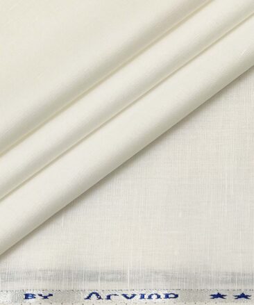 Arvind Men's Cotton Linen Self Design Unstitched Shirt Fabric (White)