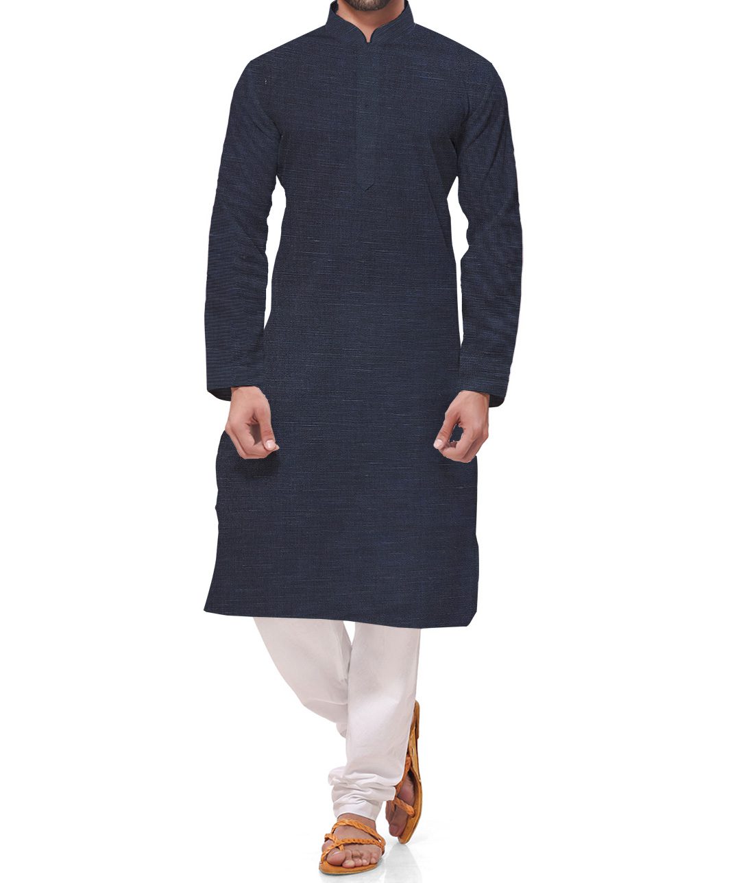 Arvind Men's Cotton Linen Self Design Unstitched Shirt Fabric (Dark Navy Blue)