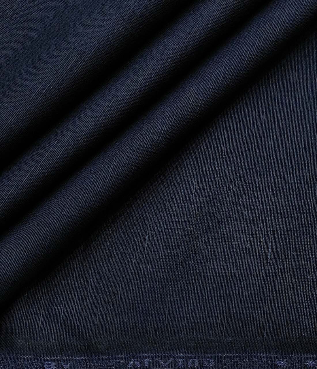 Arvind Men's Cotton Linen Self Design Unstitched Shirt Fabric (Dark Navy Blue)