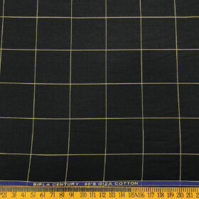 Birla Century Men's Cotton Checks 1.60 Meter Unstitched Shirt Fabric (Black)