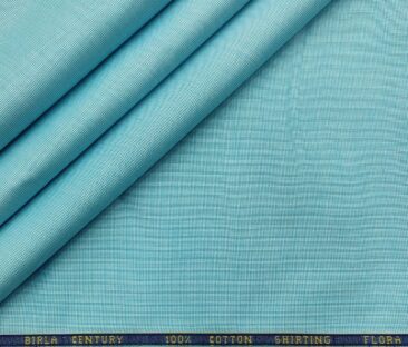 Birla Century Men's Cotton Structured 1.60 Meter Unstitched Shirt Fabric (Arctic Blue)