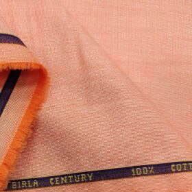 Birla Century Men's Cotton Structured 1.60 Meter Unstitched Shirt Fabric (Cantaloupe Orange)