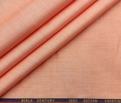 Birla Century Men's Cotton Structured 1.60 Meter Unstitched Shirt Fabric (Cantaloupe Orange)