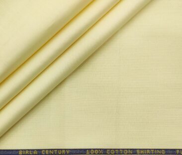 Birla Century Men's Cotton Structured 1.60 Meter Unstitched Shirt Fabric (Light Yellow)