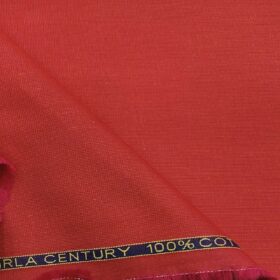 Birla Century Men's Cotton Structured 1.60 Meter Unstitched Shirt Fabric (Red)