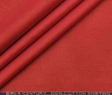 Birla Century Men's Cotton Structured 1.60 Meter Unstitched Shirt Fabric (Red)