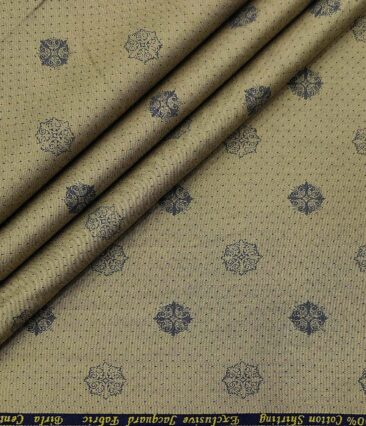 Birla Century Men's Cotton Jacquard 1.60 Meter Unstitched Shirt Fabric (Light Brown)