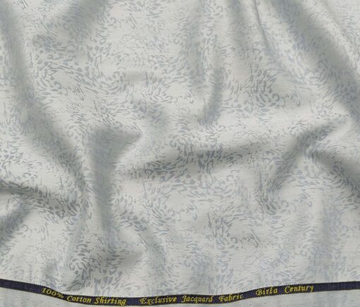 Birla Century Men's Cotton Jacquard 1.60 Meter Unstitched Shirt Fabric (Light Grey)