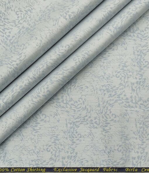 Birla Century Men's Cotton Jacquard 1.60 Meter Unstitched Shirt Fabric (Light Grey)