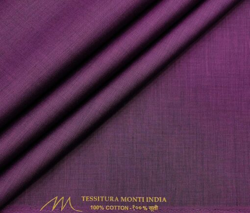 Tessitura Monti Men's Cotton Structured 1.60 Meter Unstitched Shirt Fabric (Dark Magenta)