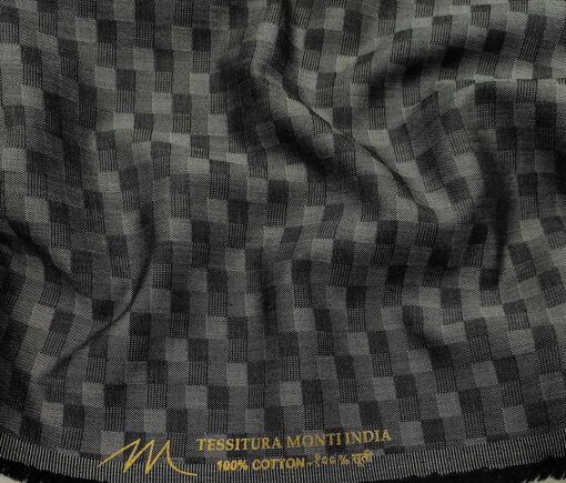 Tessitura Monti Men's Cotton Self Design 1.60 Meter Unstitched Shirt Fabric (Dark Grey)