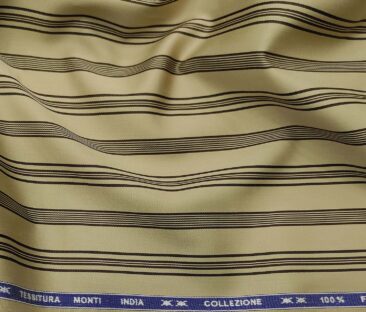 Tessitura Monti Men's Cotton Striped 1.60 Meter Unstitched Shirt Fabric (Beige)