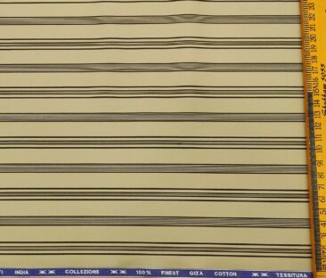 Tessitura Monti Men's Cotton Striped 1.60 Meter Unstitched Shirt Fabric (Beige)