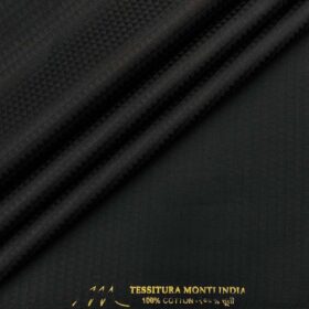 Tessitura Monti Men's Cotton Jacquard 1.60 Meter Unstitched Shirt Fabric (Black)
