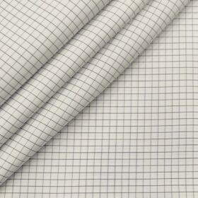 Tessitura Monti Men's Cotton Checks 1.60 Meter Unstitched Shirt Fabric (White)