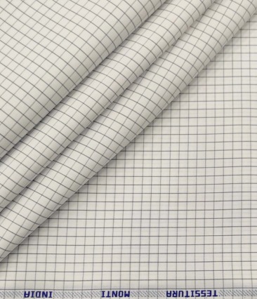 Tessitura Monti Men's Cotton Checks 1.60 Meter Unstitched Shirt Fabric (White)