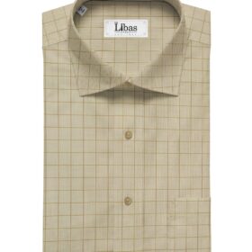 Tessitura Monti Men's Cotton Checks 1.60 Meter Unstitched Shirt Fabric (Oat Beige)