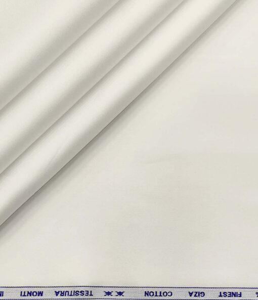 Tessitura Monti Men's Cotton Solids 1.60 Meter Unstitched Shirt Fabric (White)