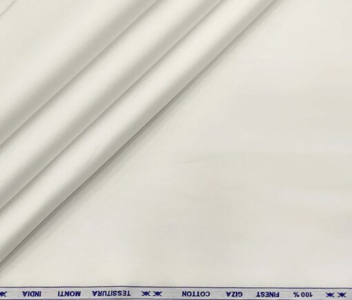 Tessitura Monti Men's Cotton Solids 1.60 Meter Unstitched Shirt Fabric (White)