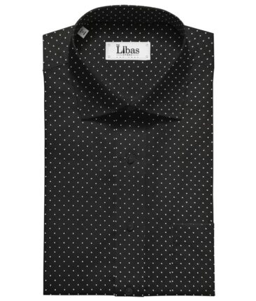 Monza Men's Cotton Printed 1.60 Meter Unstitched Shirt Fabric (Black)