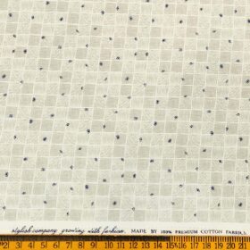 Nemesis Men's Cotton Printed 1.60 Meter Unstitched Shirt Fabric (Milky White)