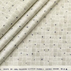 Nemesis Men's Cotton Printed 1.60 Meter Unstitched Shirt Fabric (Milky White)