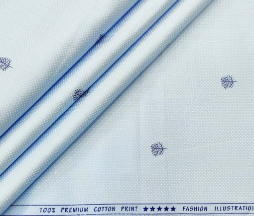 Nemesis Men's Cotton Printed Unstitched Shirt Fabric (Sky Blue)