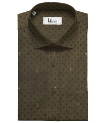 Nemesis Men's Cotton Printed 1.60 Meter Unstitched Shirt Fabric (Dark Brown)
