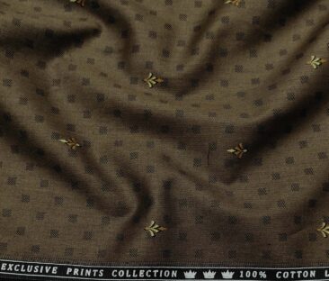 Nemesis Men's Cotton Printed 1.60 Meter Unstitched Shirt Fabric (Dark Brown)