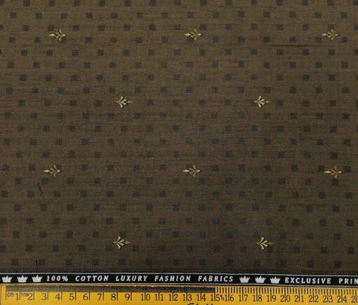 Nemesis Men's Cotton Printed 1.60 Meter Unstitched Shirt Fabric (Dark Brown)